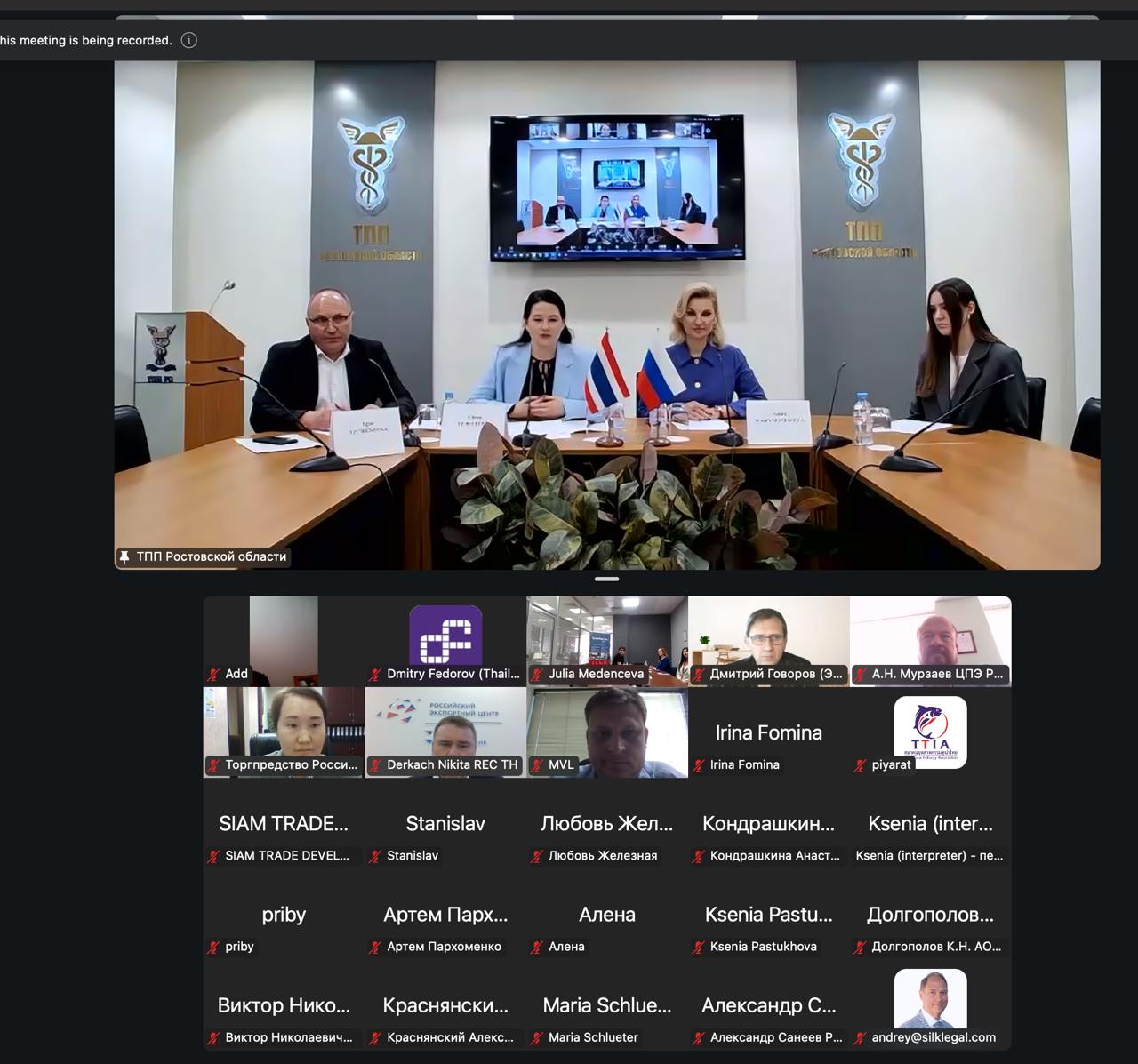 TRCC Members Participate in Online Business-Meeting on International Cooperation Between Rostov Region and Thailand